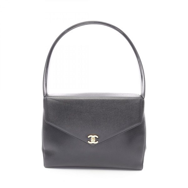 CHANEL Shoulder Bag Grained Calfskin leather Black Used Women GHW