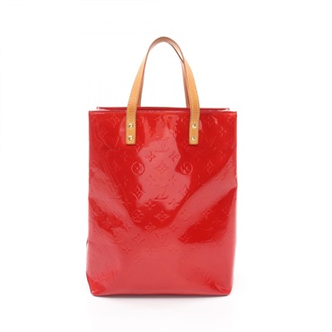 LOUIS VUITTON Reade MM Tote Handbag M91086 Monogram Vernis leather Rouge Used LV