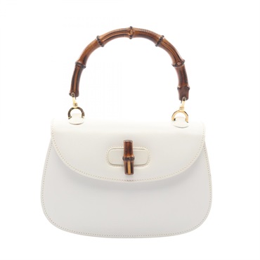 GUCCI Bamboo Handbag 000 46 0188 leather White Used Women NO strap