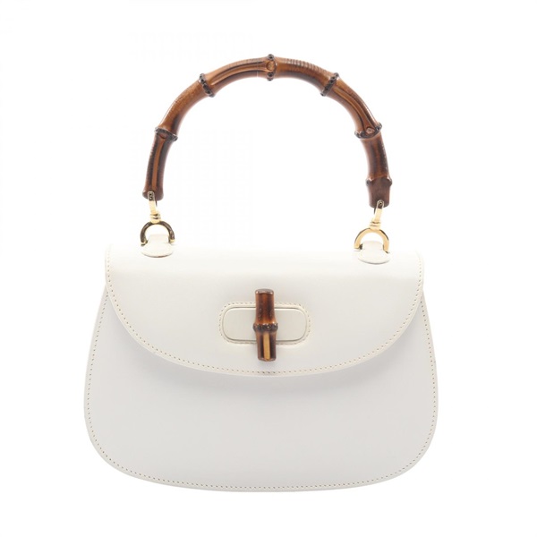 GUCCI Bamboo Handbag 000 46 0188 leather White Used Women NO strap
