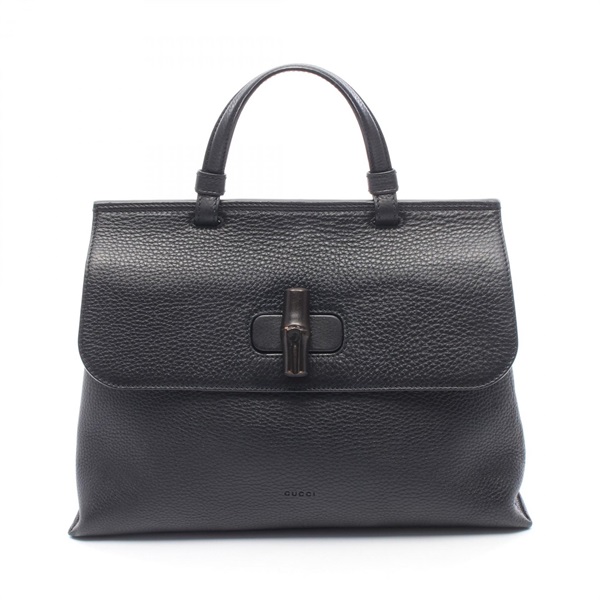 GUCCI Bamboo Daily Medium Handbag 392013 leather Black Used Women No strap