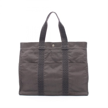 HERMES Herline GM Tote hand Bag canvas Gray Used unisex SHW