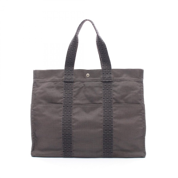HERMES Herline GM Tote hand Bag canvas Gray Used unisex SHW