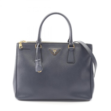 PRADA SAFFIANO LUX Galleria Shoulder Tote Handbag Saffiano leather Navy Used