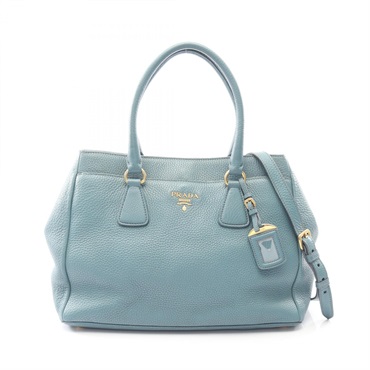 PRADA Vittello Dino Shoulder Tote Bag leather Green Used Women GHW