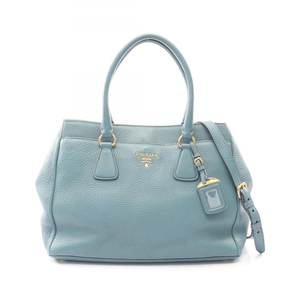PRADA Vittello Dino Shoulder Tote Bag leather Green Used Women GHW