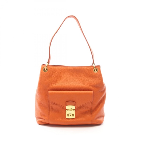 Miu Miu VITELLO PHENIX Shoulder Bag leather Orange Used Women GHW
