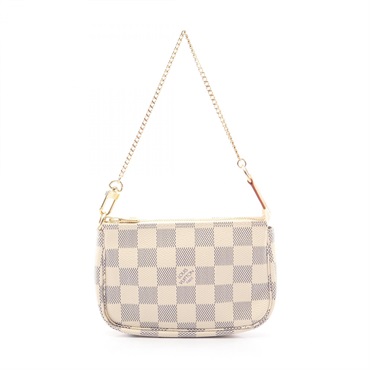 LOUIS VUITTON Mini pochette Accessoires Handbag N58010 Damier Azur White Used LV
