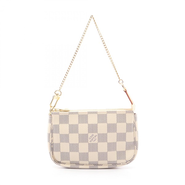 LOUIS VUITTON Mini pochette Accessoires Handbag N58010 Damier Azur White Used LV