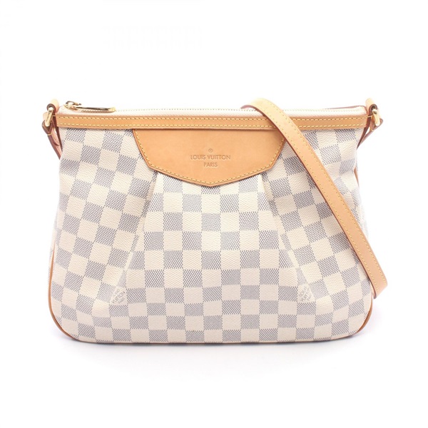 LOUIS VUITTON Siracusa PM Shoulder Bag N41113 Damier Azur canvas White Used