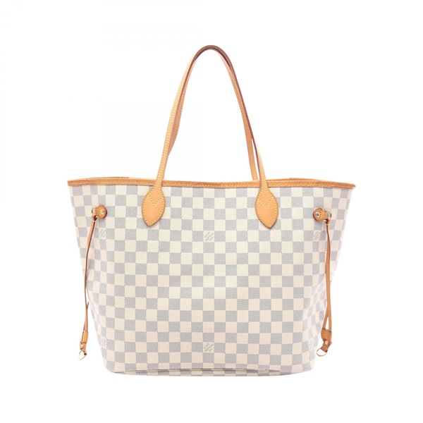 LOUIS VUITTON Neverfull MM Tote Shoulder Bag N51107 Damier Azur canvas Used LV