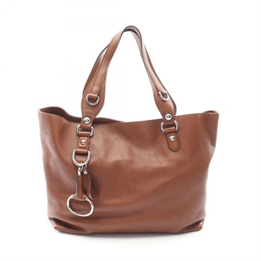 GUCCI Icon bit Shoulder Tote Bag 229852 leather Brown Used Women SHW