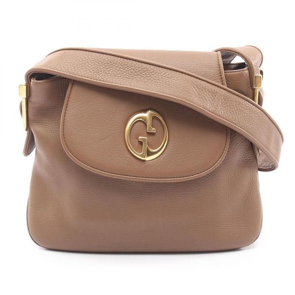 GUCCI Logo Shoulder Bag 251809 leather Gray Used Women GHW