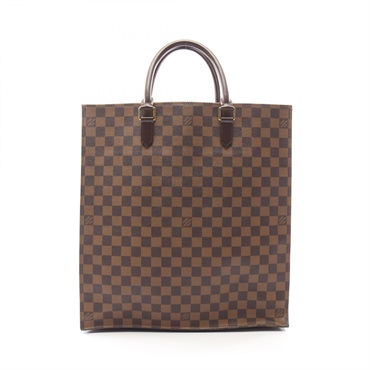 LOUIS VUITTON Sac Plat Tote Handbag N51140 Damier Ebene canvas leather Used LV