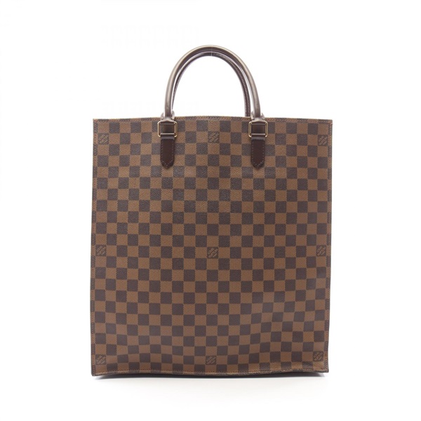 LOUIS VUITTON Sac Plat Tote Handbag N51140 Damier Ebene canvas leather Used LV