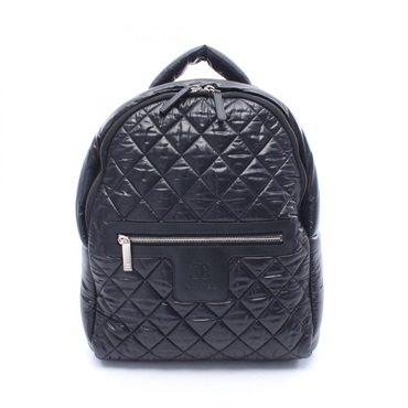 CHANEL Coco Cocoon Rucksack Backpack Nylon leather Black SHW Used Women CC