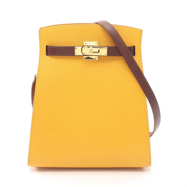 HERMES Kelly Sports MM Shoulder Crossbody Bag Courchevel leather Yellow Used Y