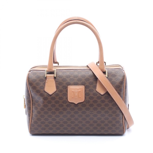 CELINE Macadam 2WAY Crossbody Tote Bag canvas leather Brown Used Women