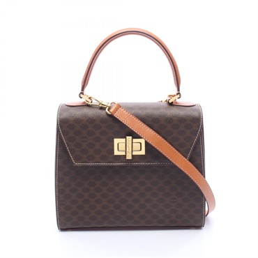 CELINE Macadam Top Handle Shoulder Crossbody Handbag Coated canvas leather Used