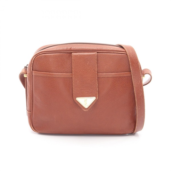 SAINT LAURENT PARIS Crossbody Shoulder Bag leather Brown Used Women YSL