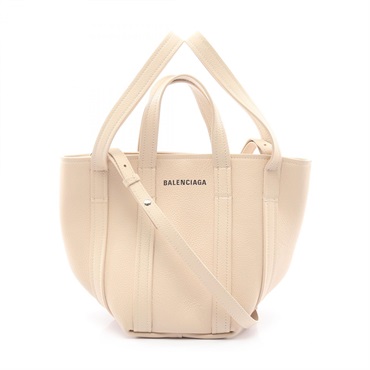 BALENCIAGA Everyday XS North South Crossbody Handbag 672793 leather Beige Used