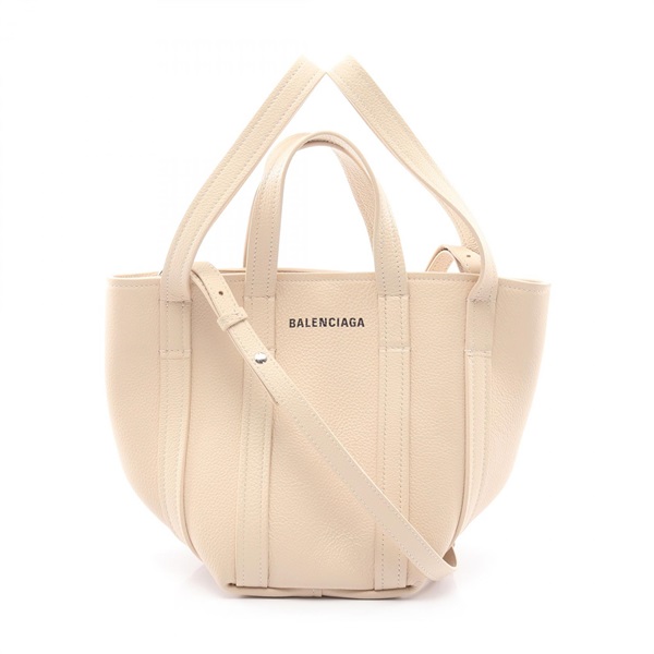 BALENCIAGA Everyday XS North South Crossbody Handbag 672793 leather Beige Used
