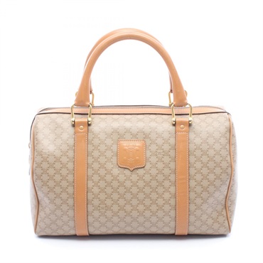 CELINE Macadam Duffel Handbag PVC coated canvas leather Beige Brown Used Women
