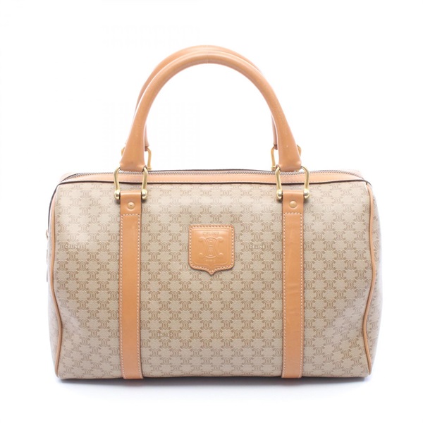 CELINE Macadam Duffel Handbag PVC coated canvas leather Beige Brown Used Women