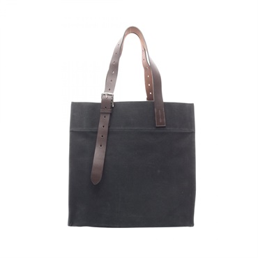 HERMES Etrivière Shopping Tote Bag Canvas hunter leather Black Chocolat Used SHW