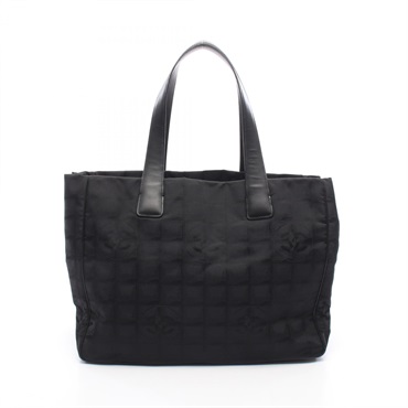 CHANEL New Travel Line MM Tote Bag A15991 leather Nylon canvas Black Used GHW CC