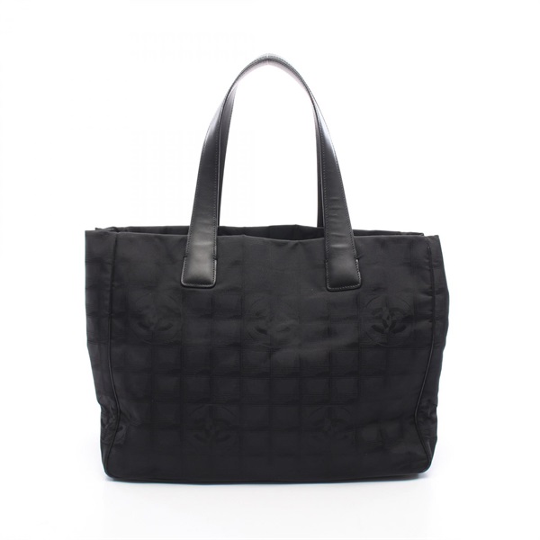 CHANEL New Travel Line MM Tote Bag A15991 leather Nylon canvas Black Used GHW CC
