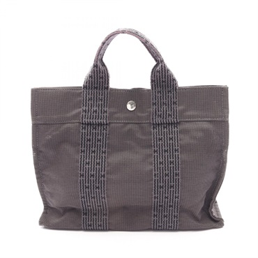 HERMES Herline PM Hand Tote Bag Nylon canvas Gray Used Women SHW