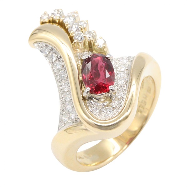JEWELRY Thai Ruby Diamond Ring Pt900 Platinum 18KYG Gold Used women US size 7.25