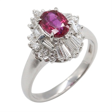 JEWELRY Ruby Diamond Ring Pt900 Platinum Used women US size 6.25