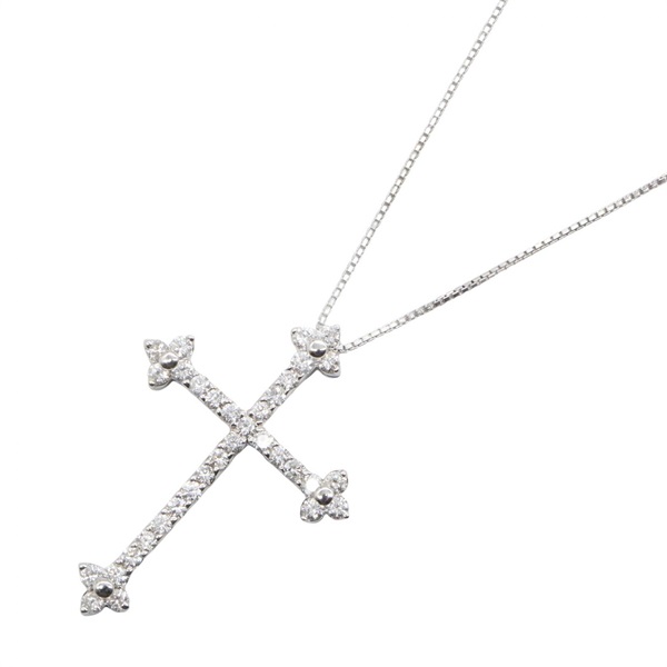 JEWELRY Diamond Cross Necklace Pendant 18KWG White Gold Used women