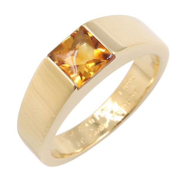 CARTIER Tank Citrine Ring 18KYG Yellow Gold Orange Used Women US size #7 #55