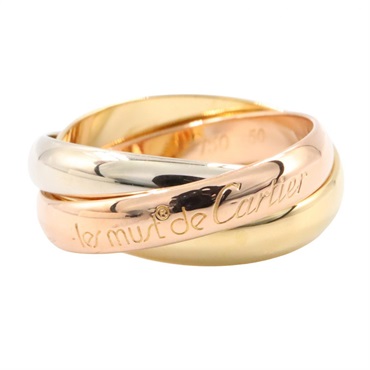 CARTIER Trinity Ring 18KYRG Yellow Pink Rose Gold Used Women US size #5.25 #50