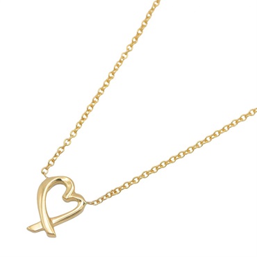 TIFFANY＆CO Open Heart Necklace Pendant 47cm 18KYG Yellow Gold Used Women