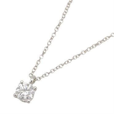 TIFFANY＆CO Solitaire Diamond Necklace Pendant Pt950 Platinum Clear Used Women