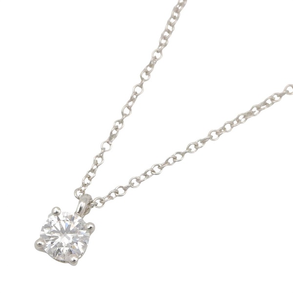 TIFFANY＆CO Solitaire Diamond Necklace Pendant Pt950 Platinum Clear Used Women