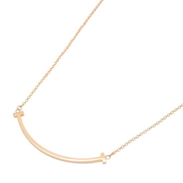 TIFFANY＆CO T Smile Small Necklace Pendant 18KRG Pink Rose Gold Used Women