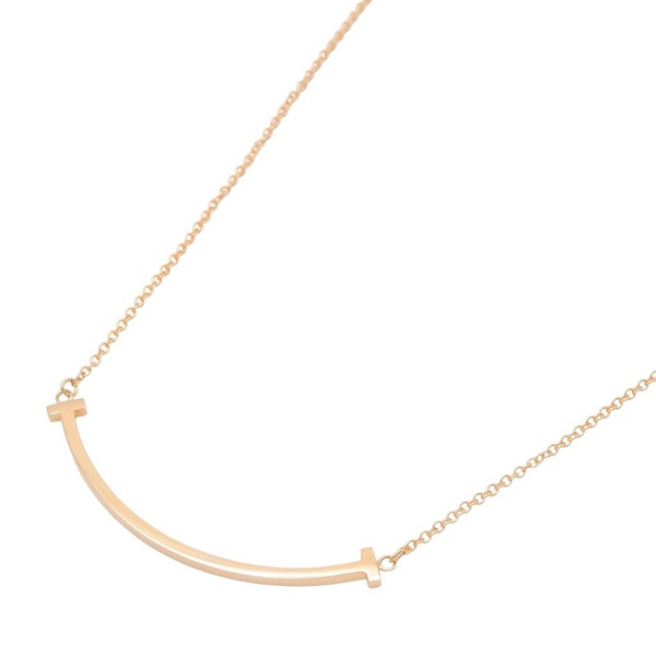 TIFFANY＆CO T Smile Small Necklace Pendant 18KRG Pink Rose Gold Used Women