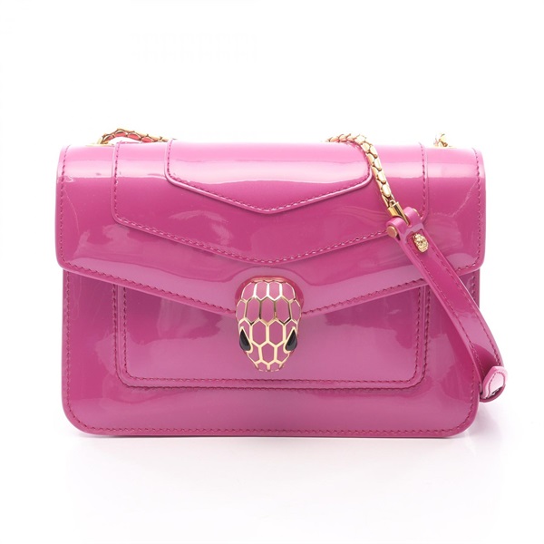 BVLGARI Serpenti Forever Chain Shoulder Bag Patent leather Pink Used Women GHW