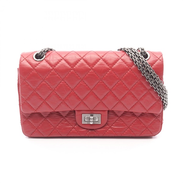 CHANEL 2.55 Matelasse Chain Shoulder Bag Calfskin Red SHW Used Women