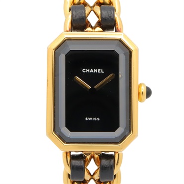 CHANEL Premiere M Wrist Watch H0001 Quartz Gold Plated leather Used Women