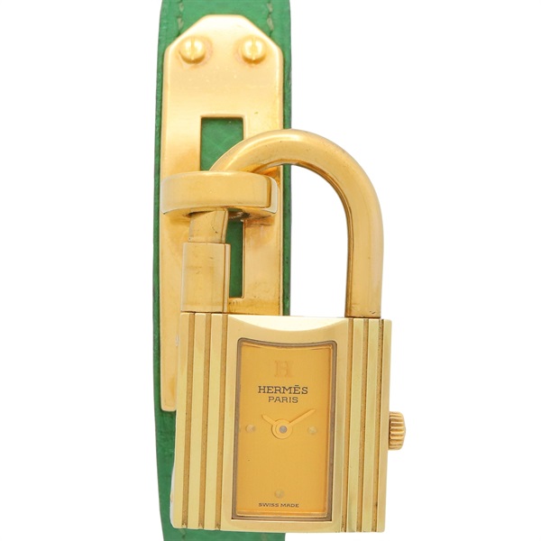 HERMES Kelly watch Wrist Watch KE1.201 Quartz Gold Plated Leather Used Women