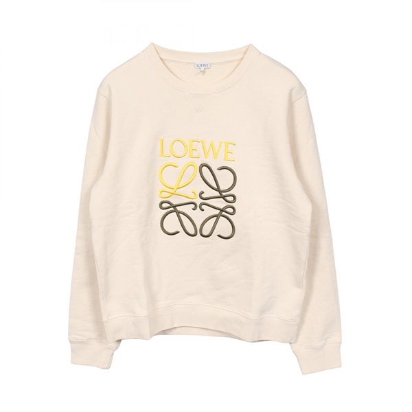 LOEWE Embroidered Anagram crew neck sweatshirts cotton Beige Used Women size XL