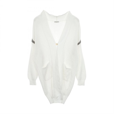 Brunello Cucinelli Beads Long cardigan #XS cotton White Silver Used Women