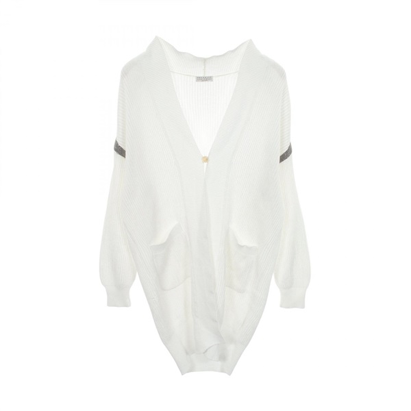 Brunello Cucinelli Beads Long cardigan #XS cotton White Silver Used Women