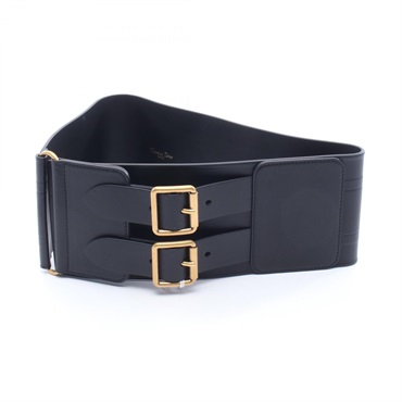Dior Logo Belt leather Black Used Women GHW